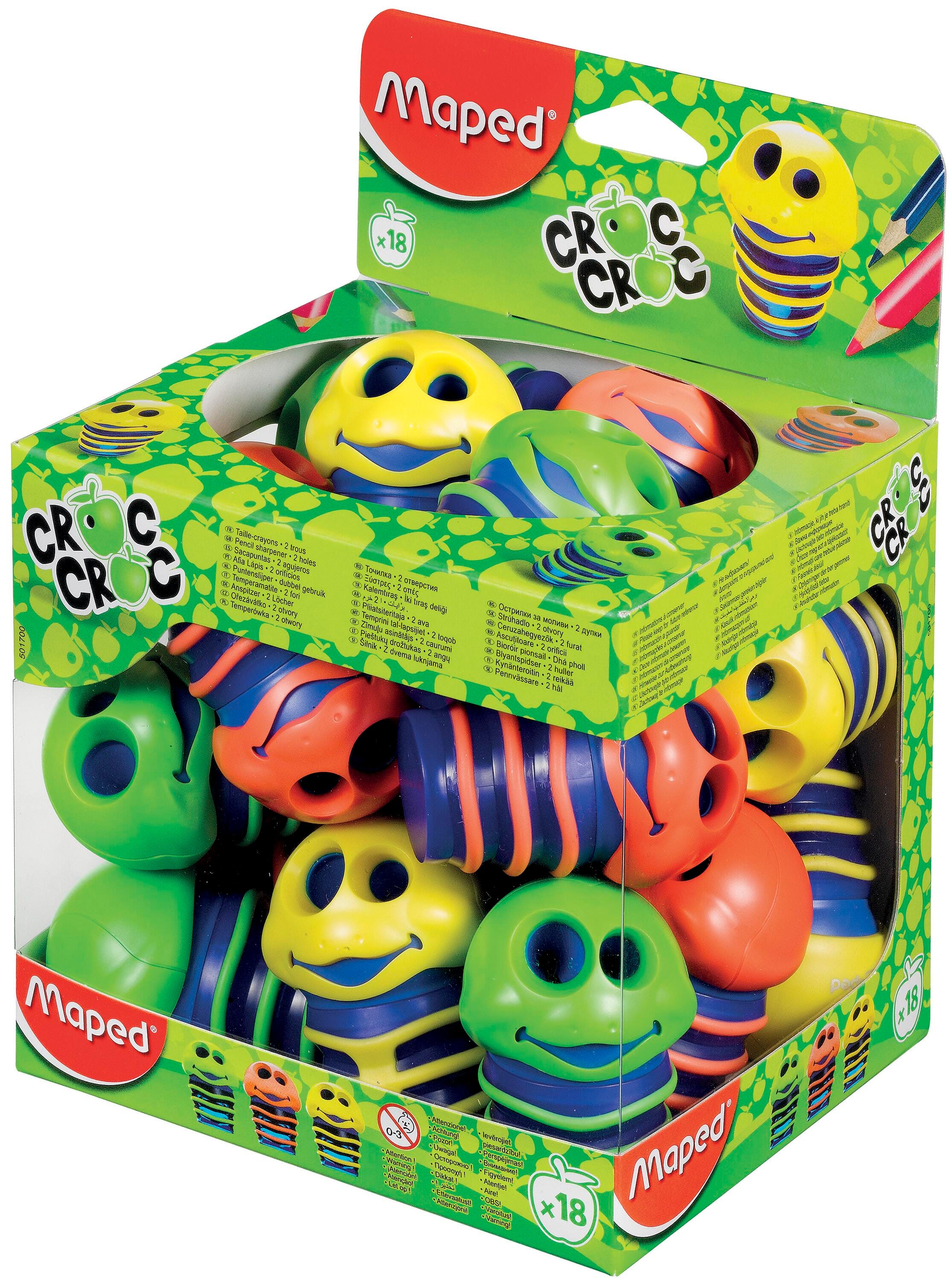 Maped Croc-Croc 2-Hole Pencil Sharpeners with Canisters, Set of 18, Item Number 1401254